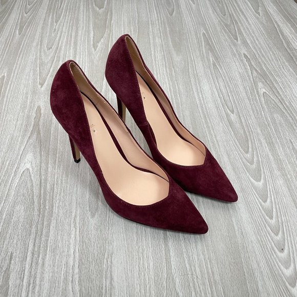 Aldo Suede Pointed Toe Pumps Heels Burgundy 8.5/ EU 39 - Picture 1 of 7